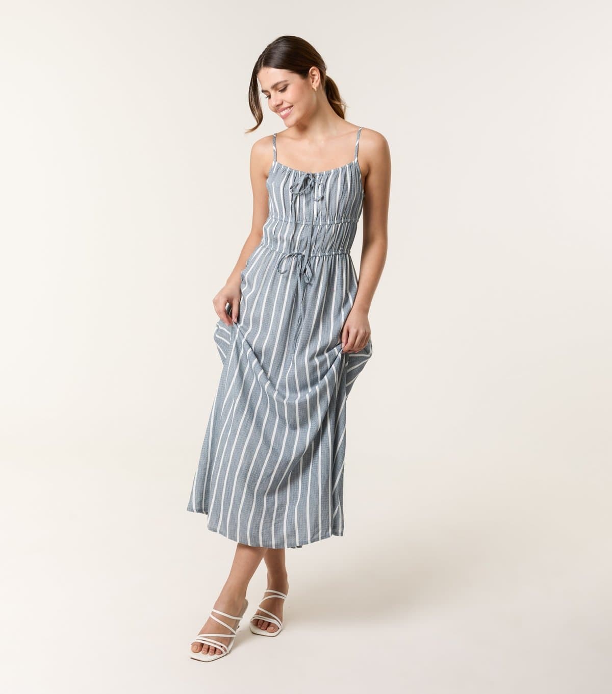 Blue Vanilla Women's Blue Floral Print Midi Dress Blue Vanilla New Look