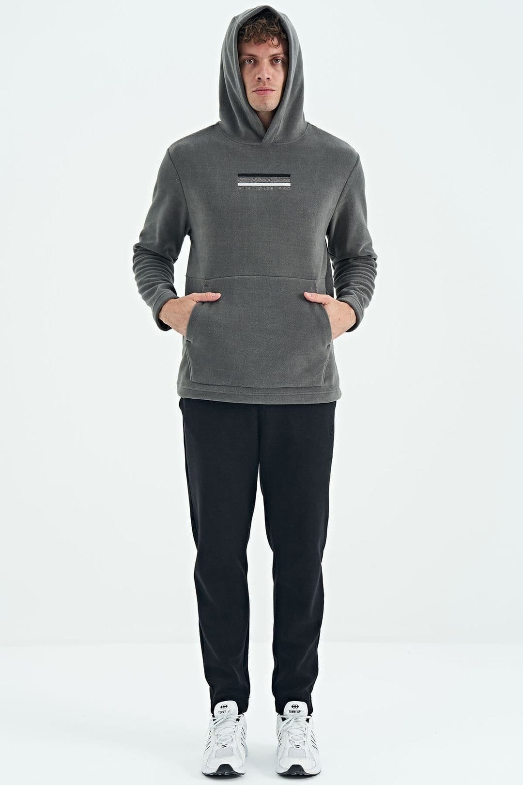 Tommy Life Tommy Life Men's Printed Logo Hoodie in Charcoal - 4