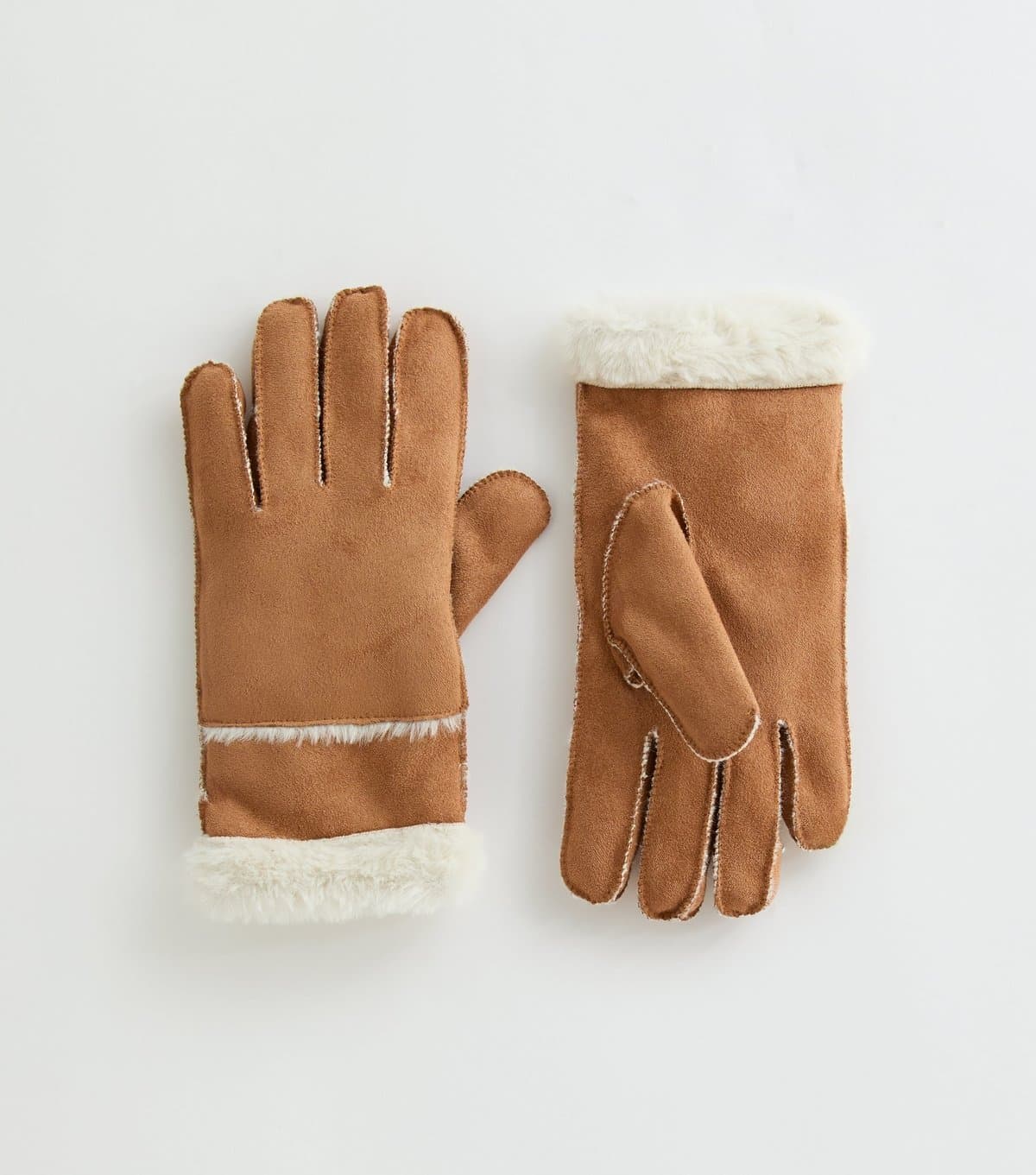 New Look New Look Camel Faux Shearling Gloves