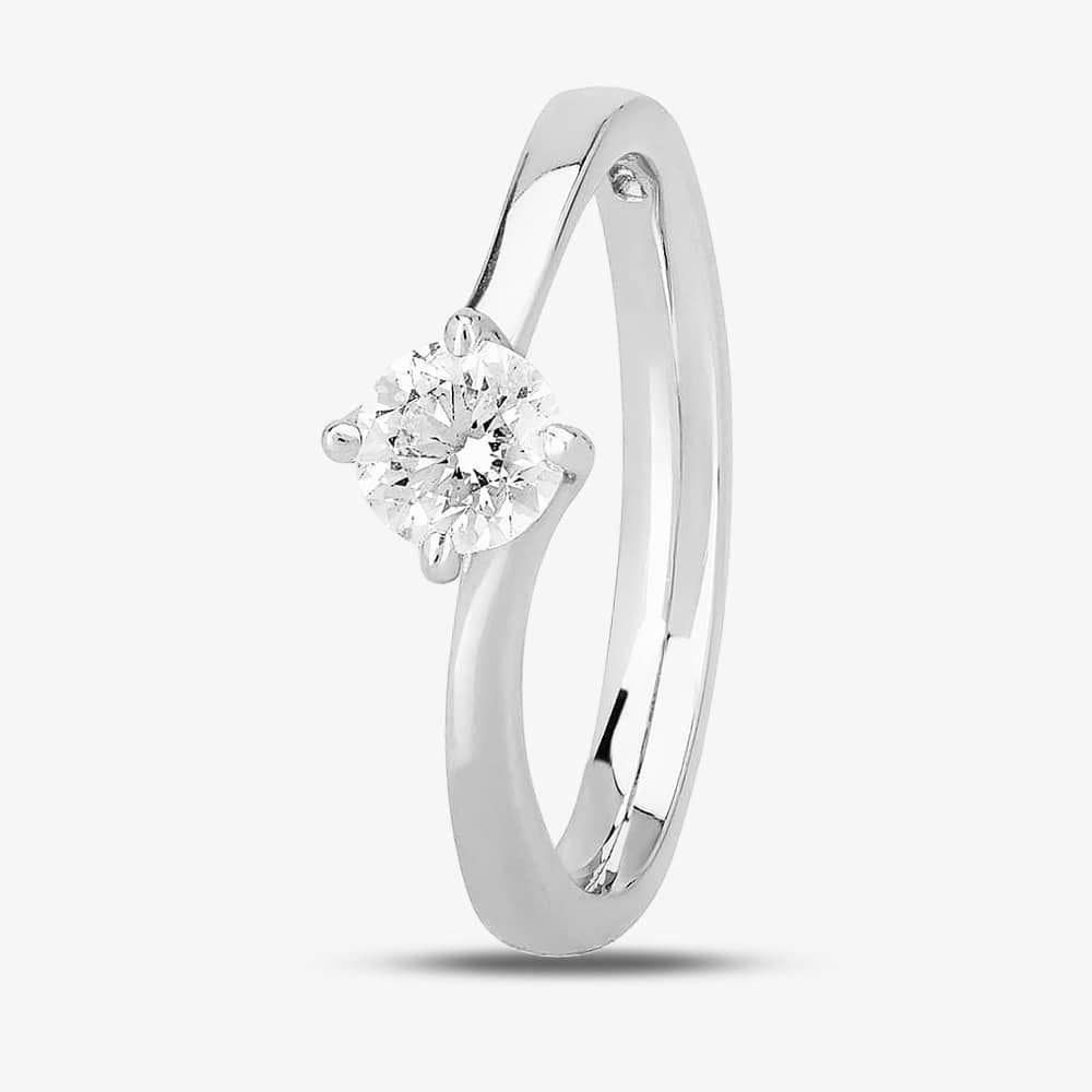 1888 collection 1888 collection Women's Platinum 0.40ct Diamond Twisted Solitaire Ring in Silver