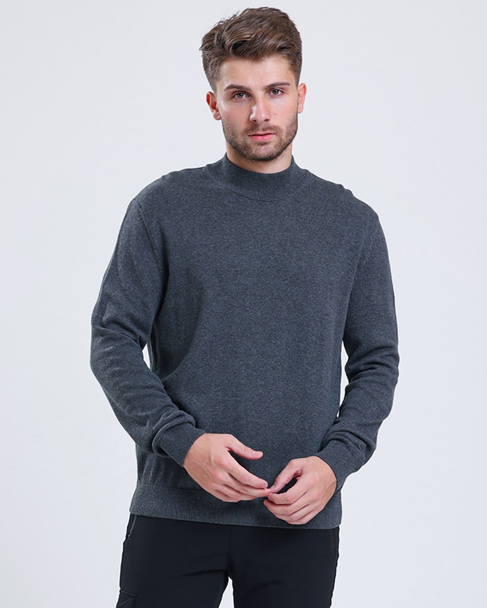 Alse Studio Alse Studio Men's Turtleneck Jumper 100% Cotton Premium Quality in Grey