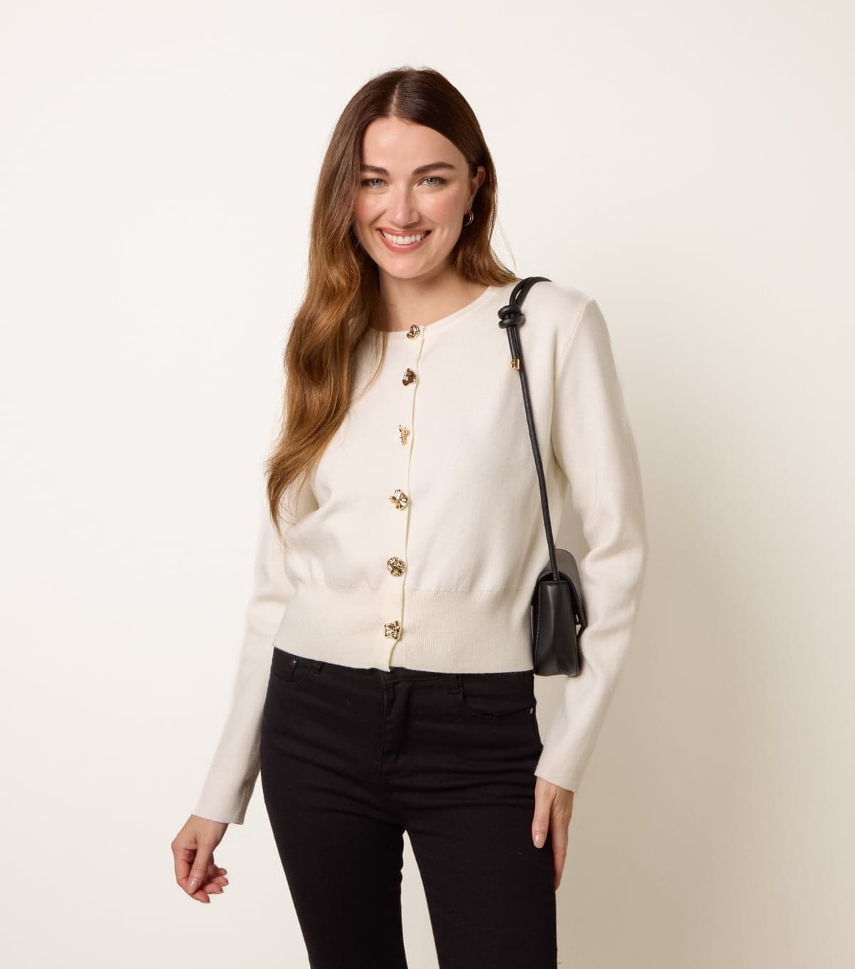 Blue Vanilla Women's White Button Detail Cardigan Blue Vanilla New Look