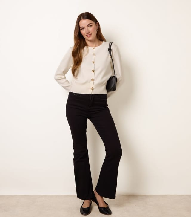 Blue Vanilla Women's White Button Detail Cardigan Blue Vanilla New Look - 2