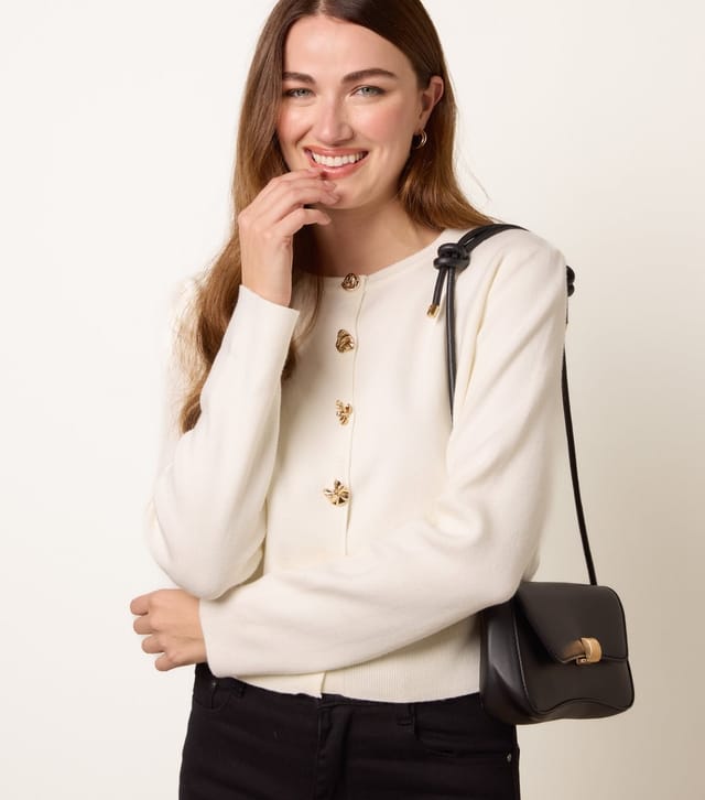 Blue Vanilla Women's White Button Detail Cardigan Blue Vanilla New Look - 3