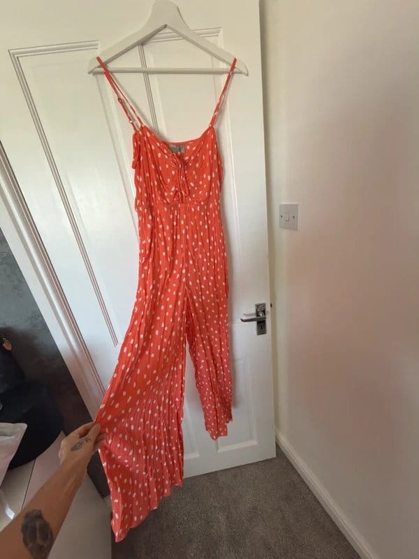 ASOS Coral Orange Polka Dot Playsuit Size 12