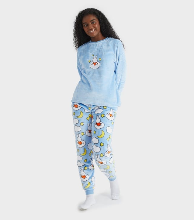 Skinnydip Women's Light Blue Miffy Cloud Fleece Pyjama Set Skinnydip New Look - 2