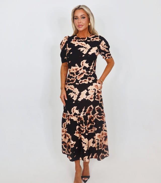 AX Paris Women's Black Abstract Design Smock Midi Dress AX Paris New Look - 2