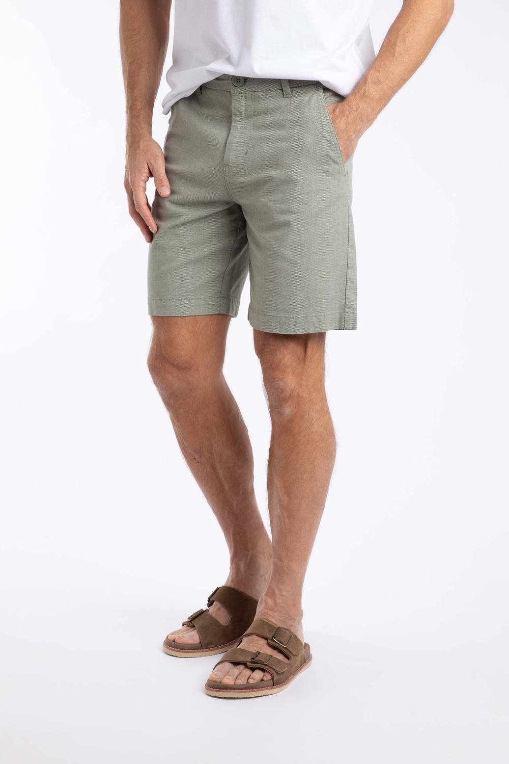 Weird Fish Weird Fish Men's Charleston Textured Chino Shorts in Green - 2