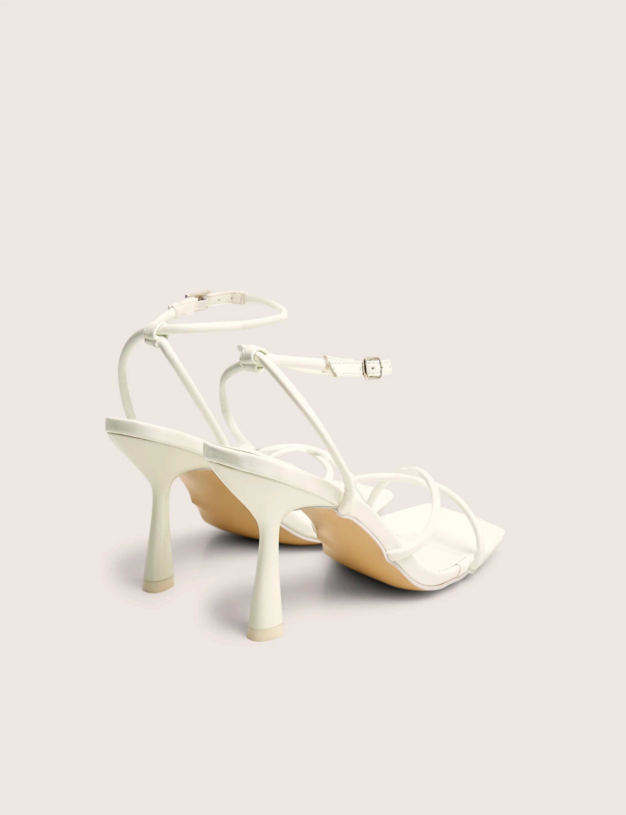 Public Desire Bree White Patent Barely There Square Toe Mid Stiletto Heels - 3