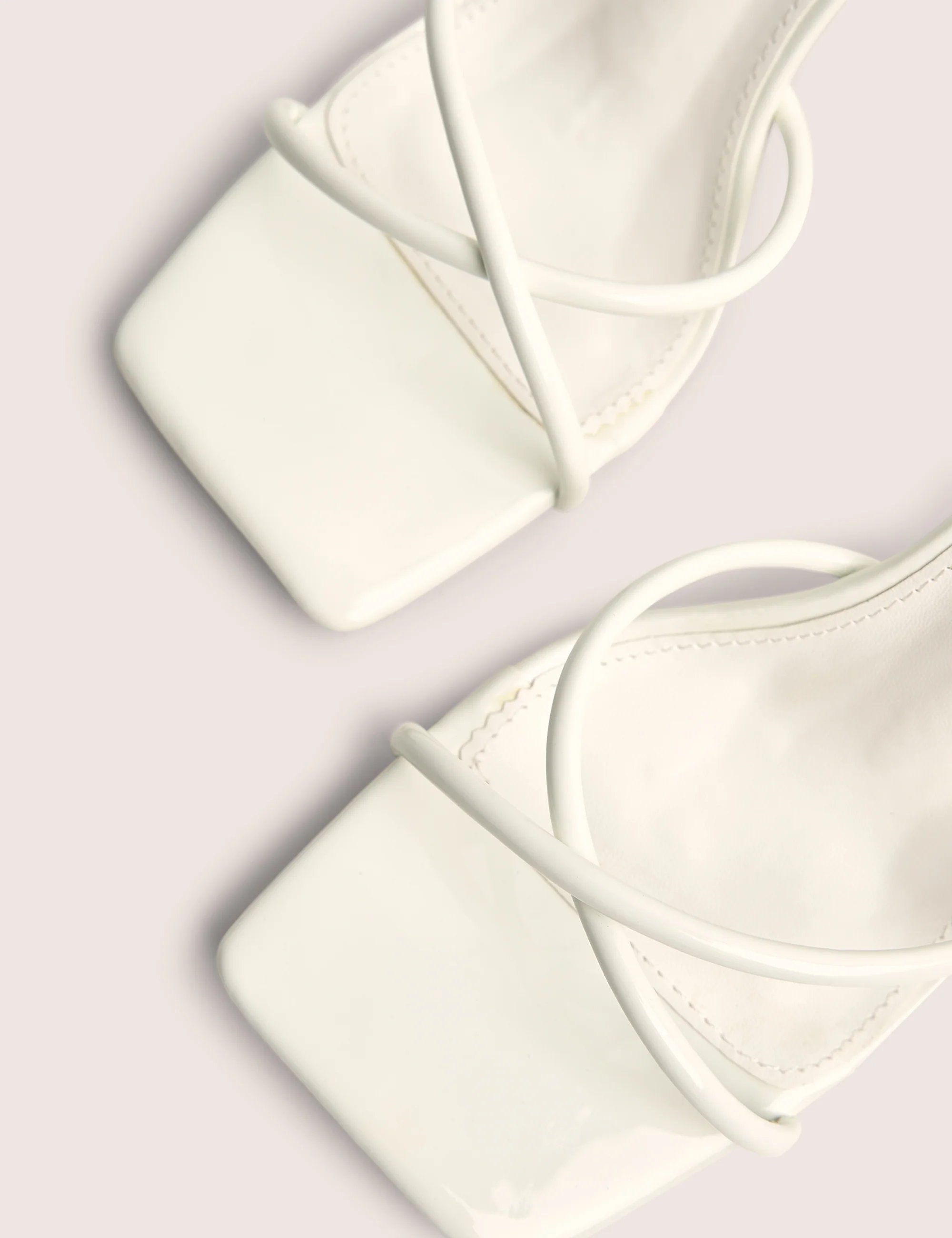 Public Desire Bree White Patent Barely There Square Toe Mid Stiletto Heels - 4