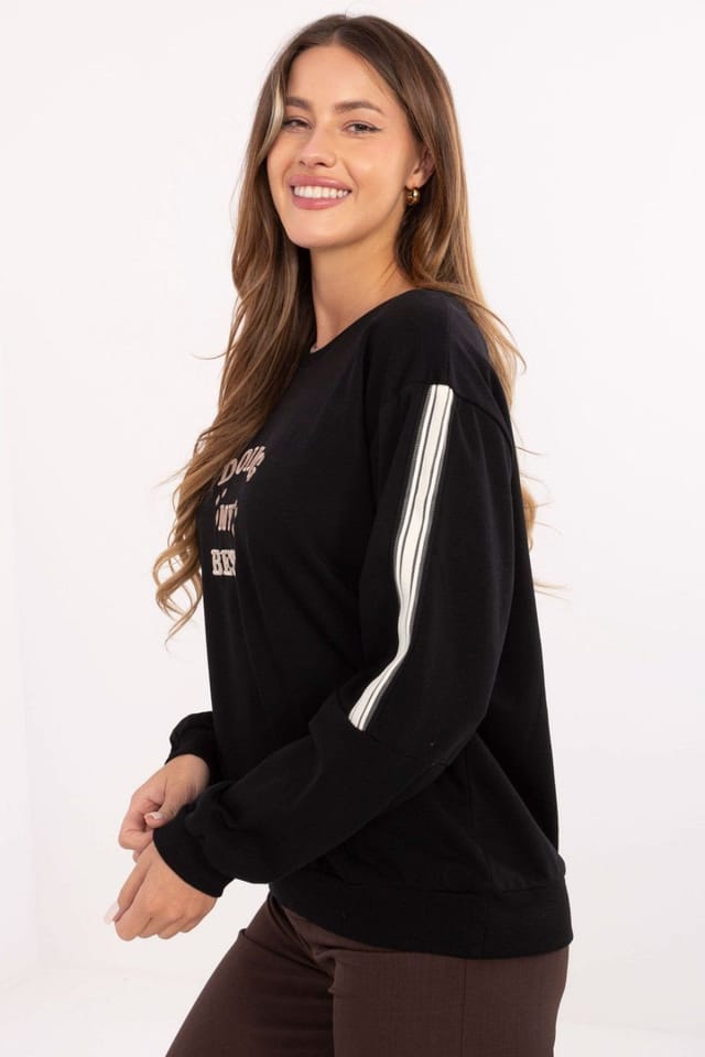 Love Lace Love Lace Women's Embroidered Oversized Cotton Blend Sweatshirt in Black - 2