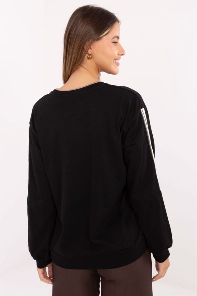 Love Lace Love Lace Women's Embroidered Oversized Cotton Blend Sweatshirt in Black - 3