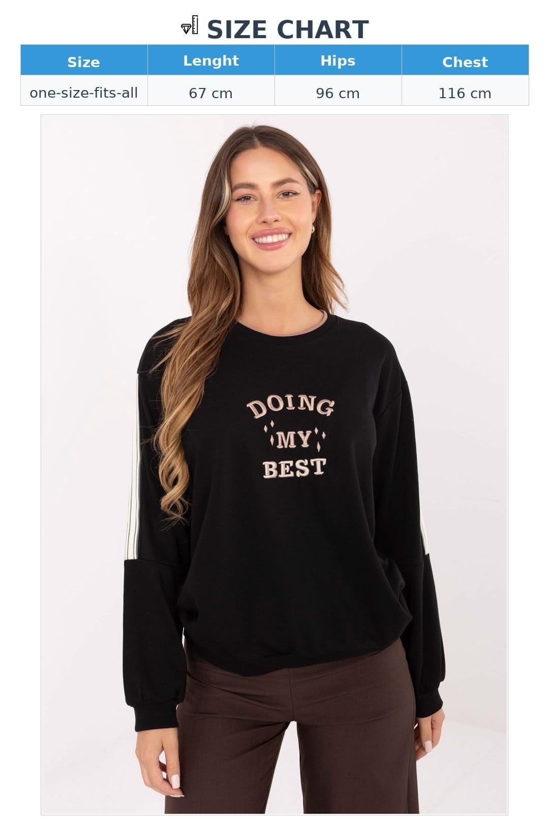 Love Lace Love Lace Women's Embroidered Oversized Cotton Blend Sweatshirt in Black - 4