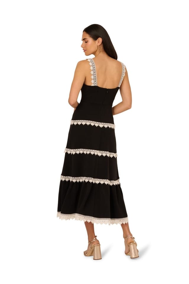 Adrianna by Adrianna Papell Adrianna by Adrianna Papell Women's Knit Crochet Trim Dress in Black - 3