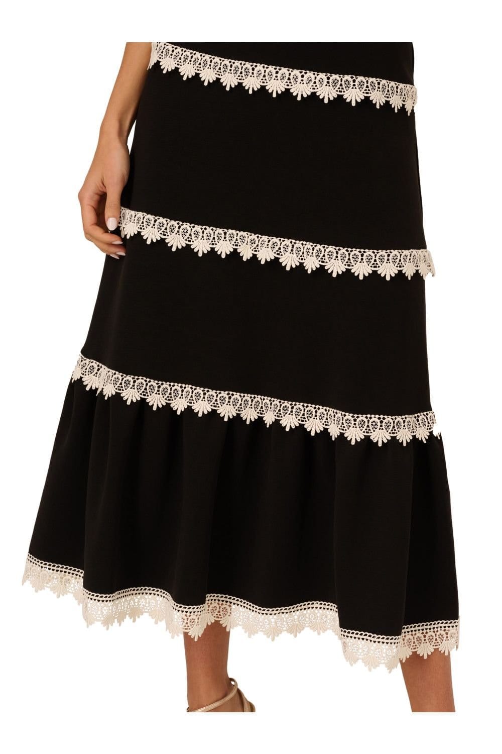 Adrianna by Adrianna Papell Adrianna by Adrianna Papell Women's Knit Crochet Trim Dress in Black - 4