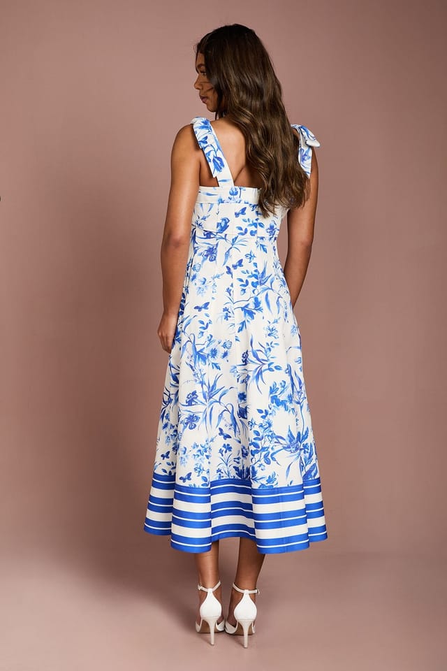 Coast Coast Women's Cotton Twill Panelled Fit & Flare Midi Dress in Ivory - 3