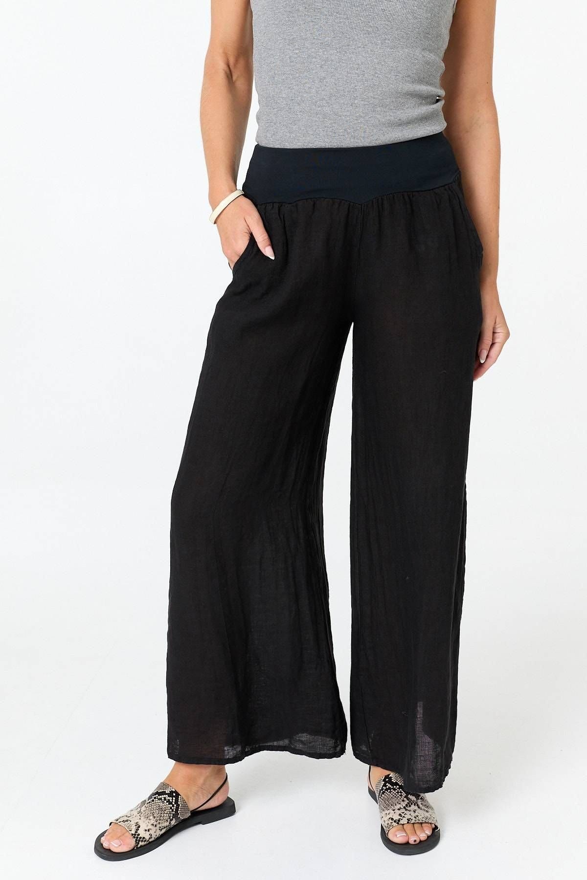 Izabel London Izabel London Women's High Waist Relaxed Flared Trousers in Black - 4