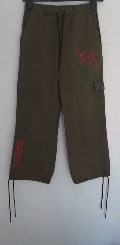 Ed Hardy Ed Hardy tattoo embroidered womens cargo trousers UK size S small