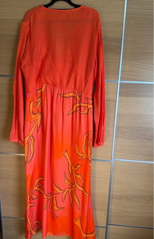 Never Fully Dressed Never Fully Dressed Size 18 Orange Giraffe Print Midi Dress Crochet Contrast