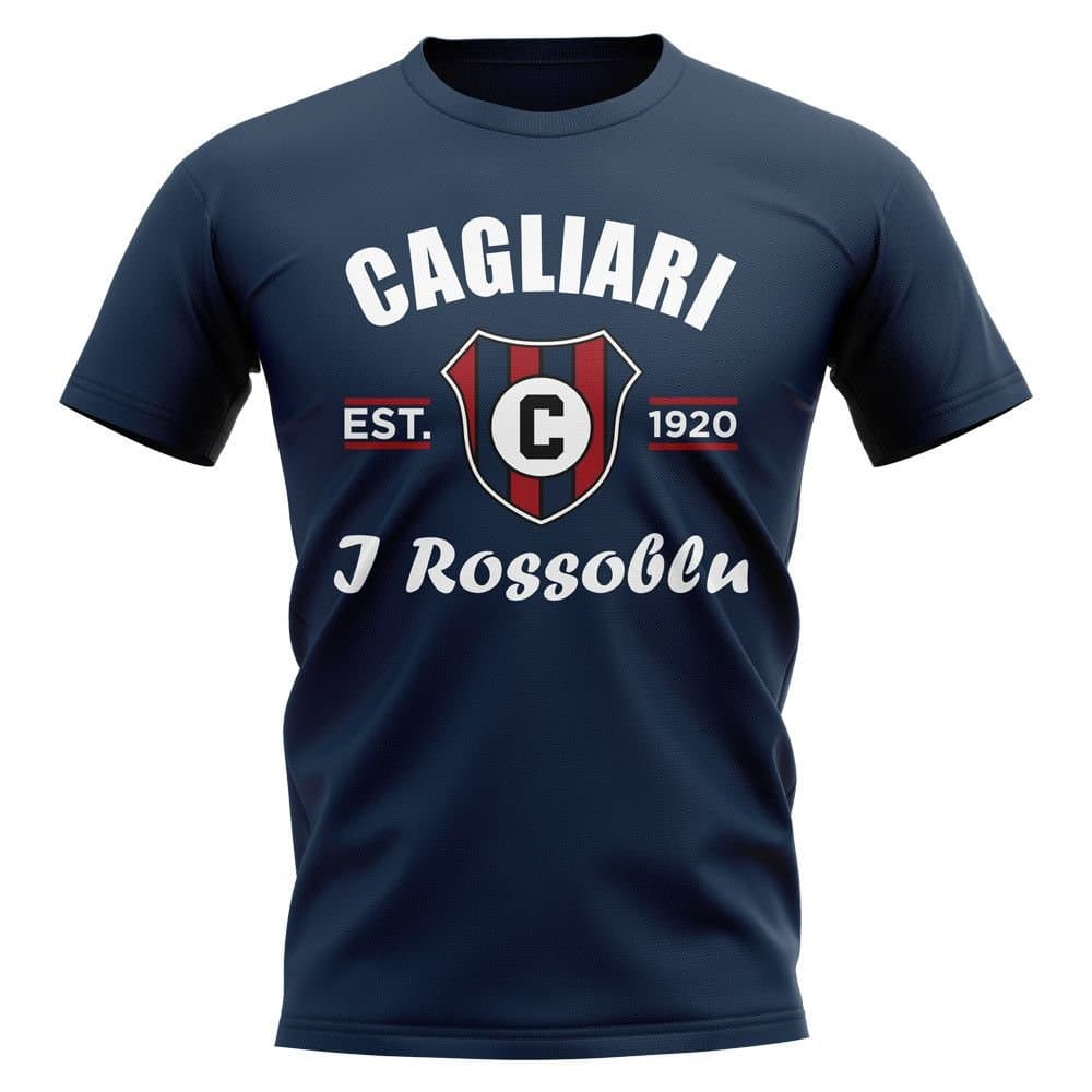 Cagliari Cagliari Men's Personalised Established Football T-Shirt in Navy