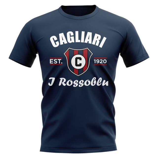 Cagliari Cagliari Men's Personalised Established Football T-Shirt in Navy - 2