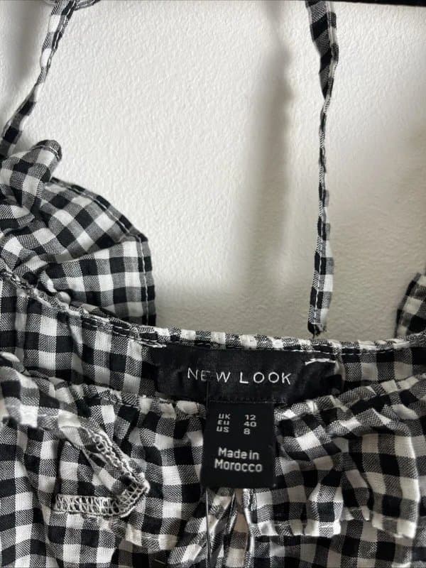 New Look New look - corset checked dress - size 12 - black/white