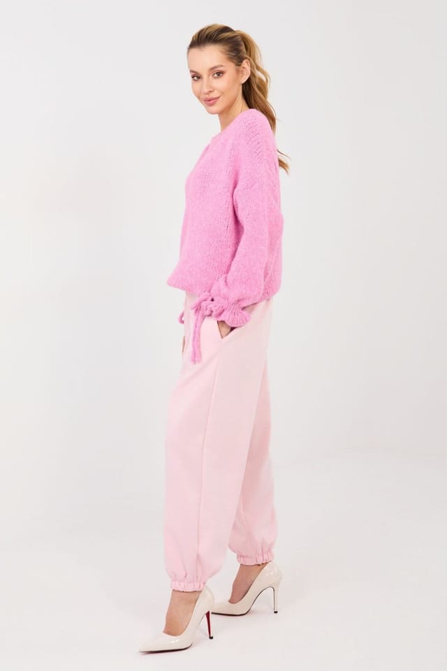 Love Lace Love Lace Women's Viscose Elastane Pleated Jogger Trousers Style 223753 in Pink - 2