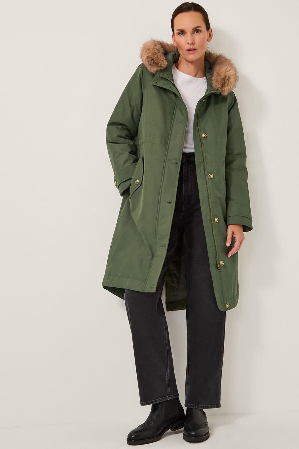 Monsoon Monsoon Green Faux Fur Parka Coat
