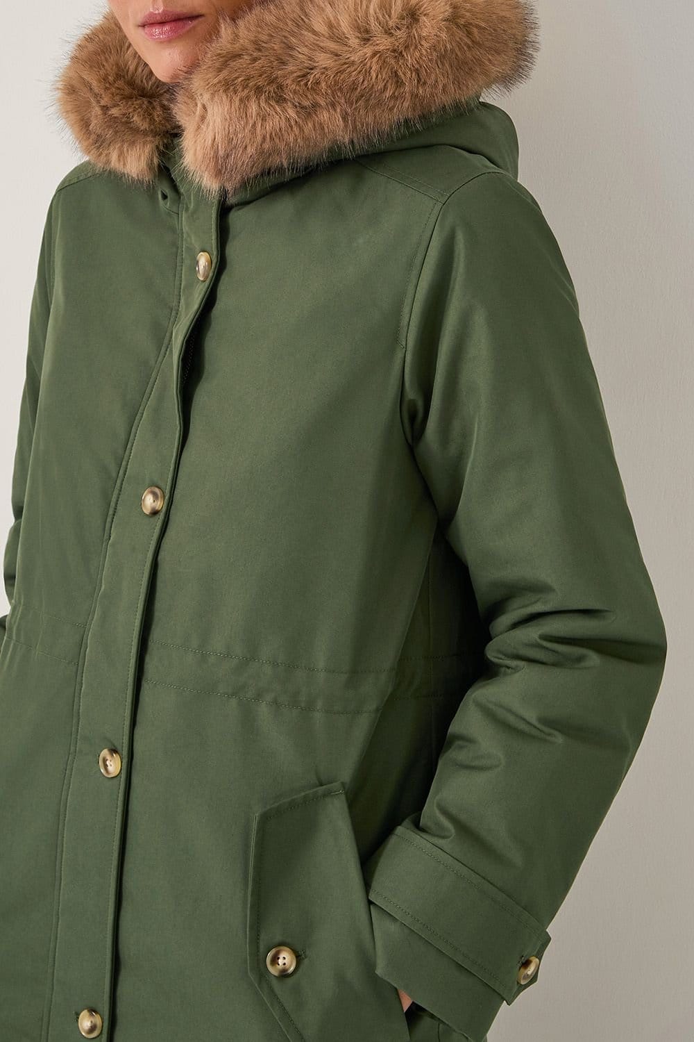 Monsoon Monsoon Women's Paula Faux Fur Parka Coat Green - 4