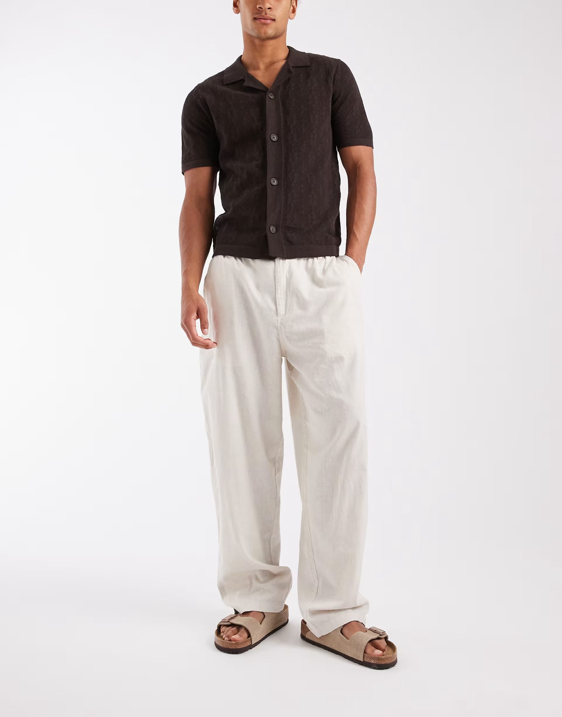 Jack & Jones Beige Linen Mix Trousers