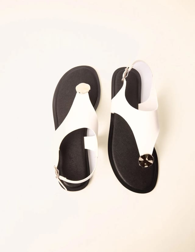 Blue Vanilla Faux Leather Metal Detail Sandals - 3
