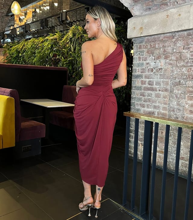 AX Paris Women's Burgundy One Shoulder Midi Dress AX Paris New Look - 3