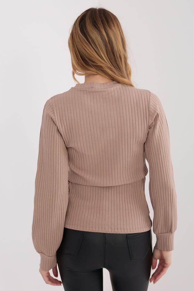 Love Lace Love Lace Women's Embroidered Wide Stripe Cotton Blouse in Beige - 3