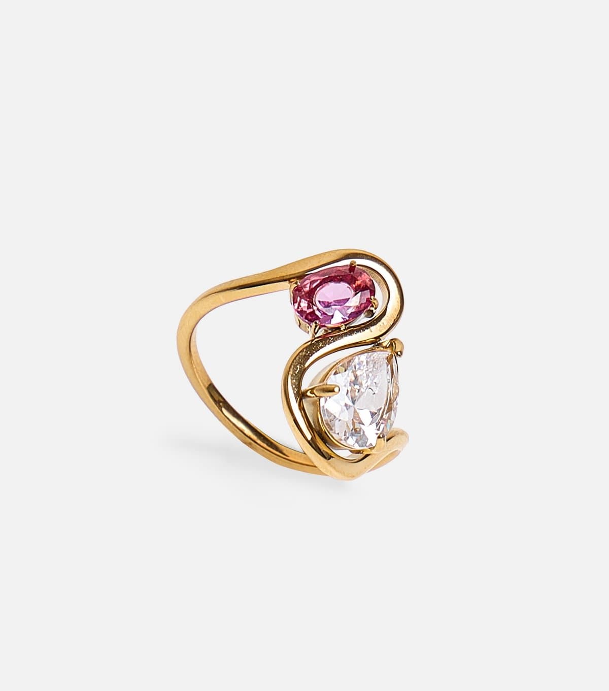 Public Desire Public Desire Gold Tone Double Diamanté Ring
