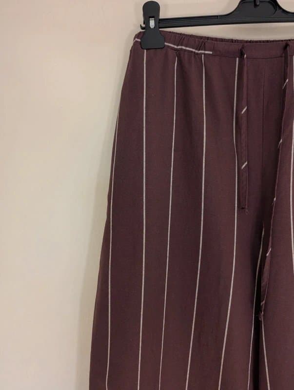 ASOS ASOS Design Warm Brown Striped Linen Wide Leg Trousers