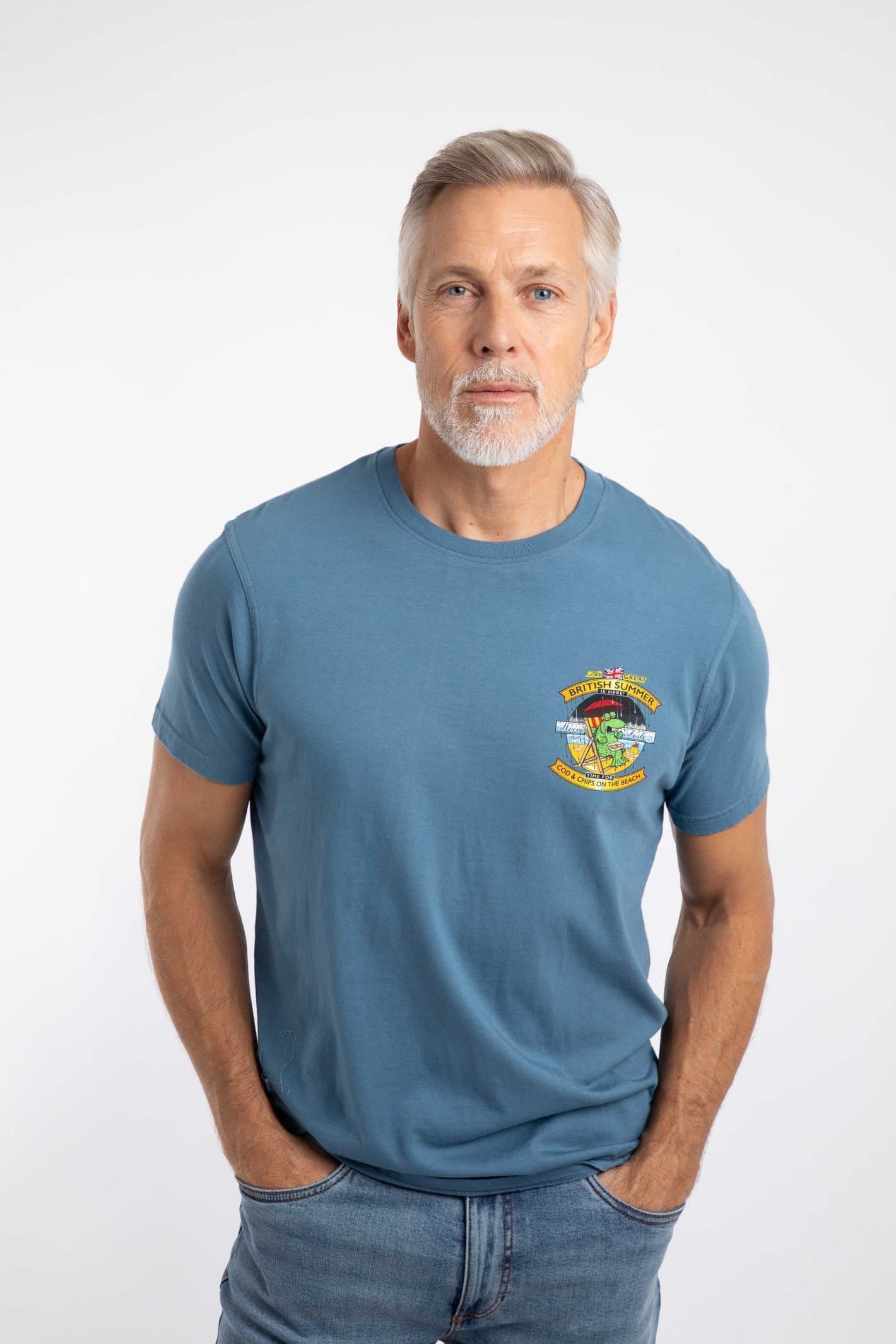 Weird Fish Weird Fish Men's Cod & Chips Artist T-Shirt in Mid Blue