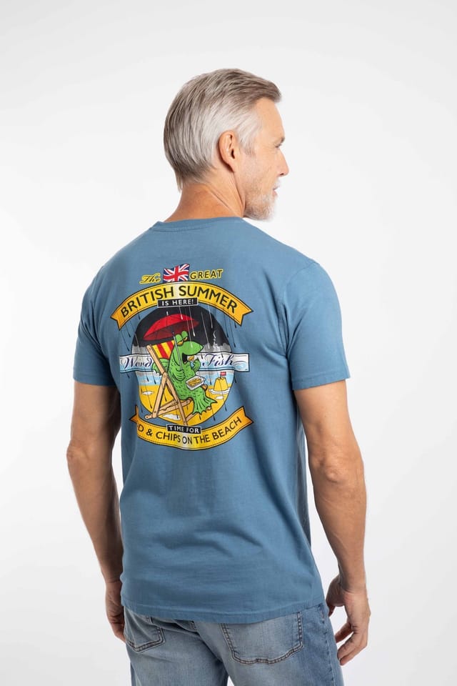 Weird Fish Weird Fish Men's Cod & Chips Artist T-Shirt in Mid Blue - 3