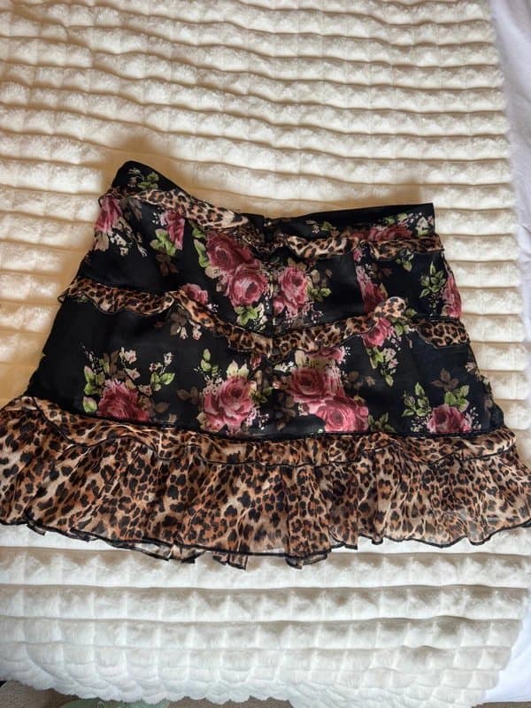 ASOS Design Leopard and floral print mini skirt