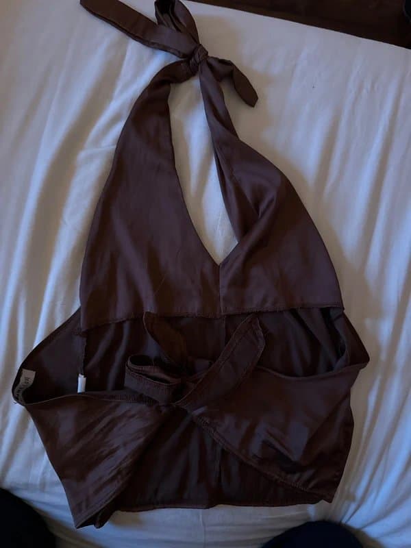 ASOS Brown satin halterneck