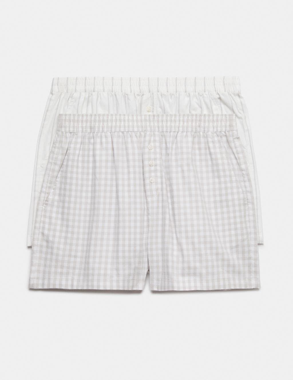 Marks & Spencer M&S 2 Pack Pure Cotton Striped Pyjama Shorts Grey Mix