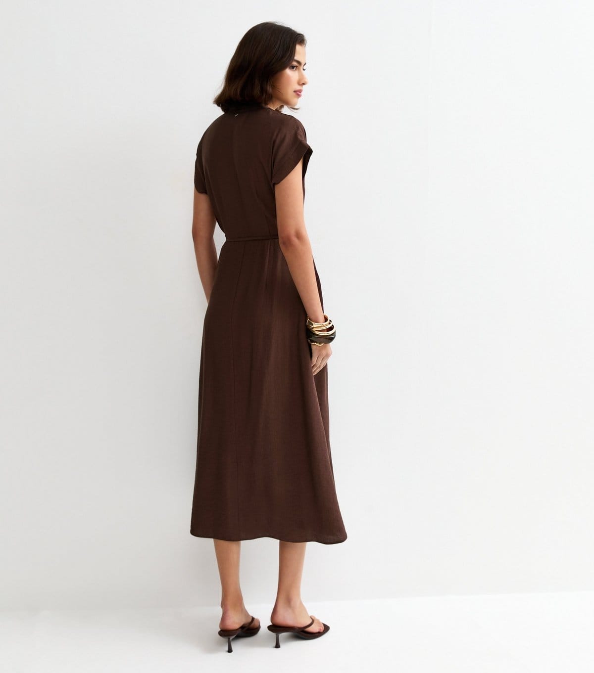 New Look Women's Dark Brown Toggle Shirt Midi Dress New Look - 4