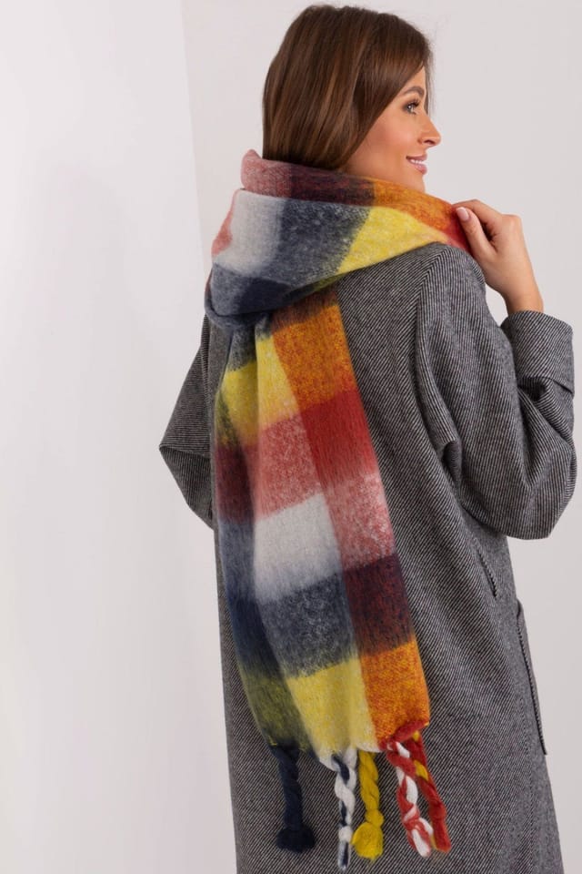 Love Lace Love Lace Women's Long Colorful Plaid Polyester Scarf with Tassels for Fall in Yellow - 3
