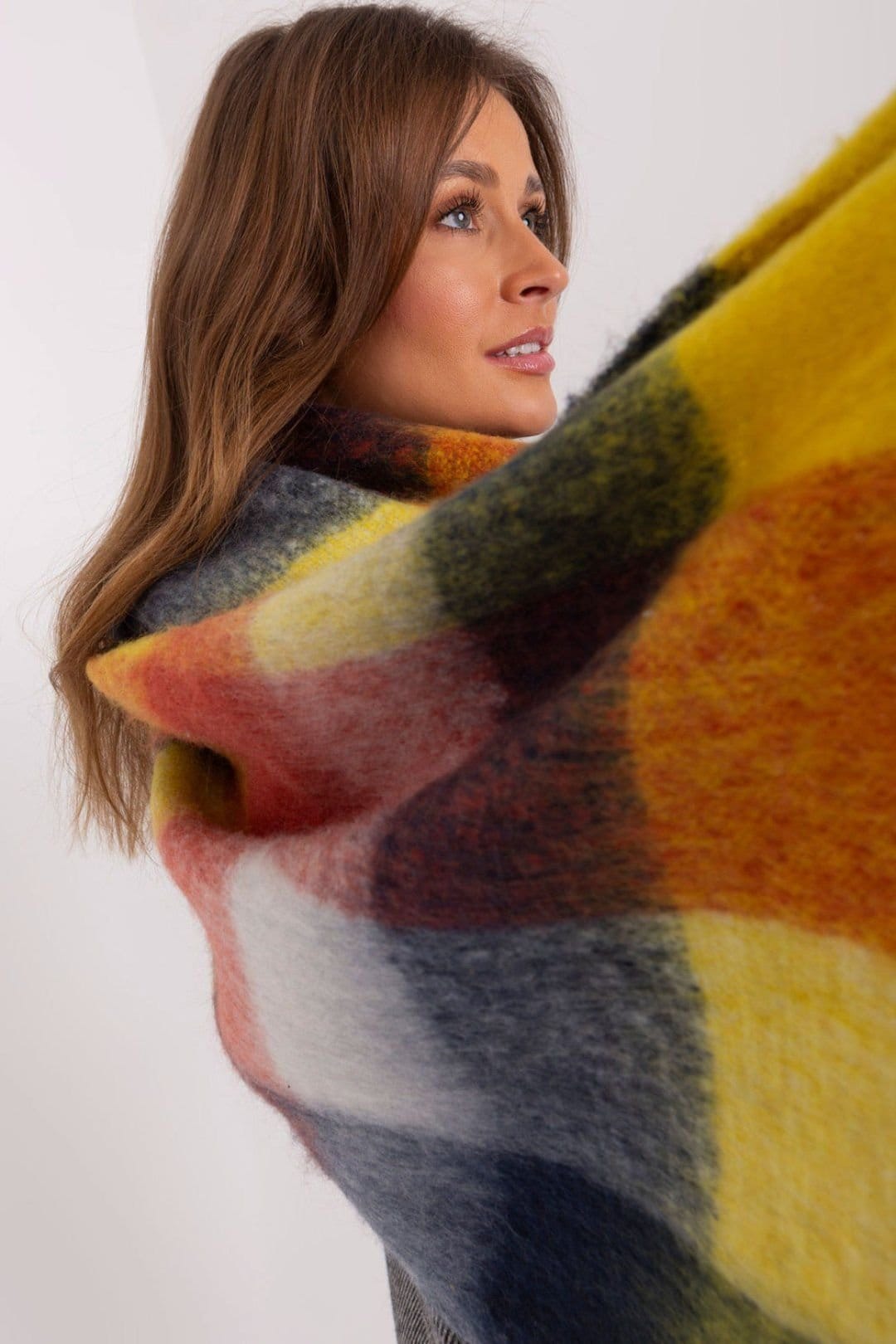 Love Lace Love Lace Women's Long Colorful Plaid Polyester Scarf with Tassels for Fall in Yellow - 4