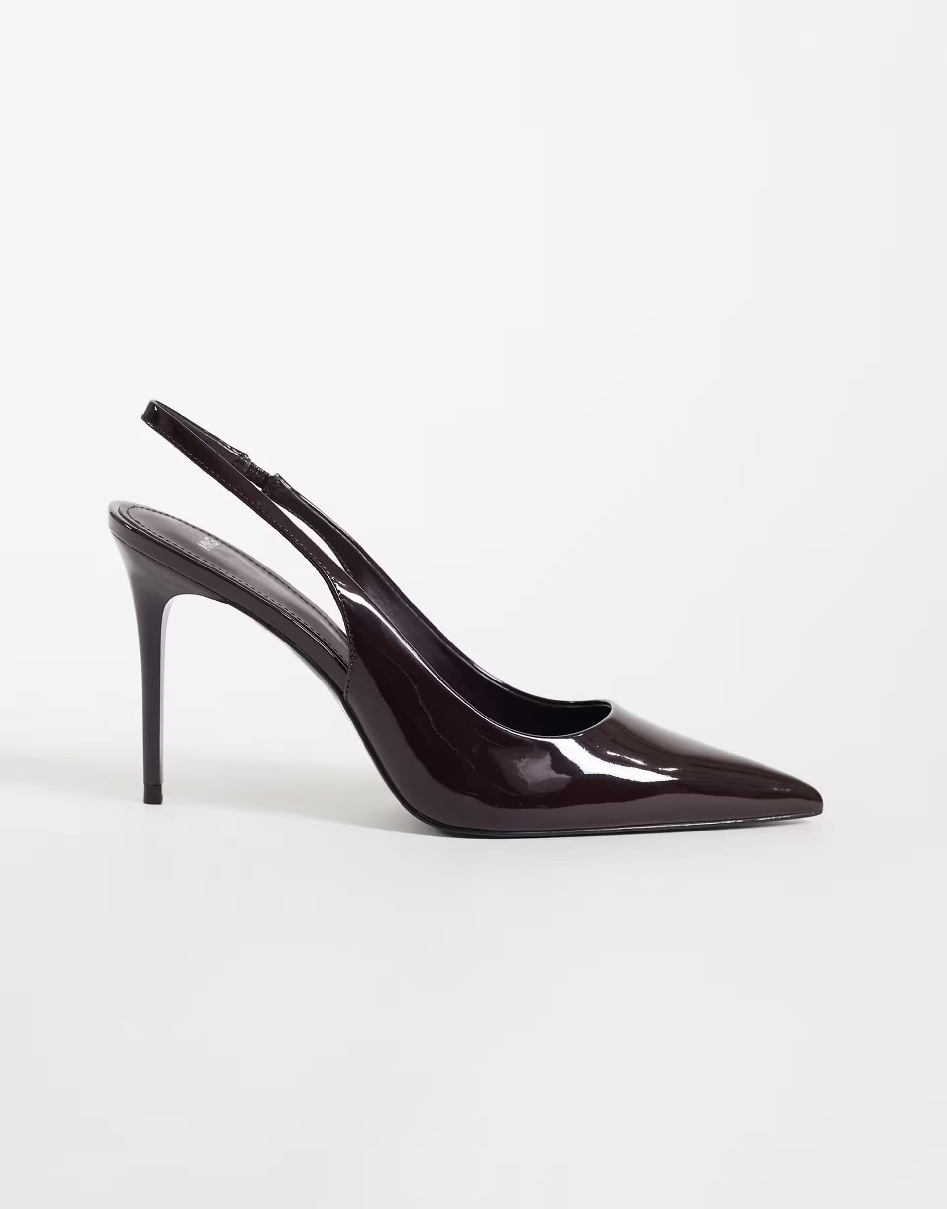 ASOS Mango faux leather heeled slingback court shoe in burgundy 