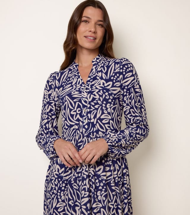 Blue Vanilla Women's Navy Floral Button Up Midi Dress Blue Vanilla New Look - 2
