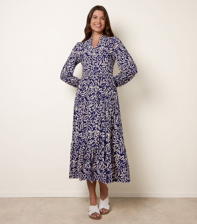 Blue Vanilla Women's Navy Floral Button Up Midi Dress Blue Vanilla New Look - 3