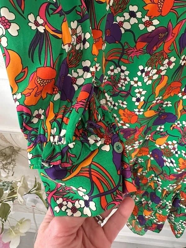 STYLENANDA Women’s vibrant floral maxi dress green size S boho cottagecore summer statement