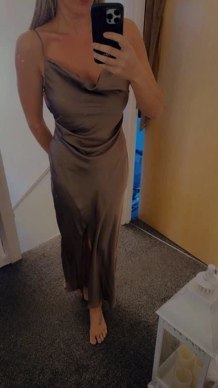 New Look Brad new beige taupe size 12 new look satin dress slit