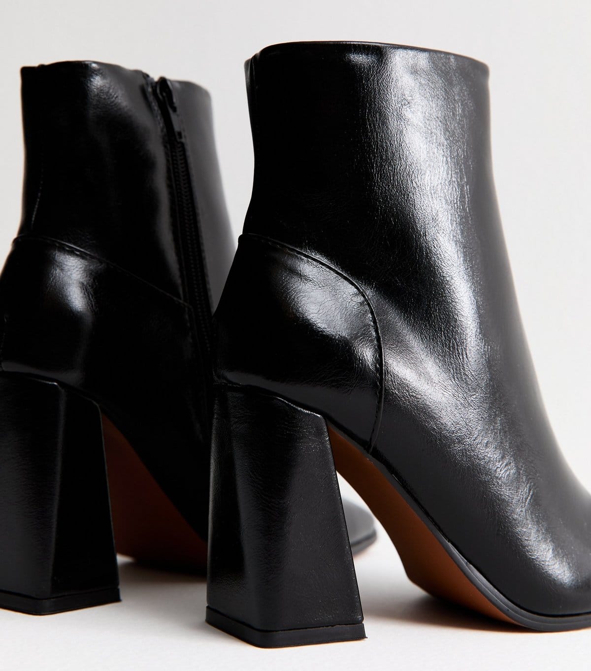 New Look Women's Black Faux Leather Square Toe Ankle Boots Vegan New Look - 4