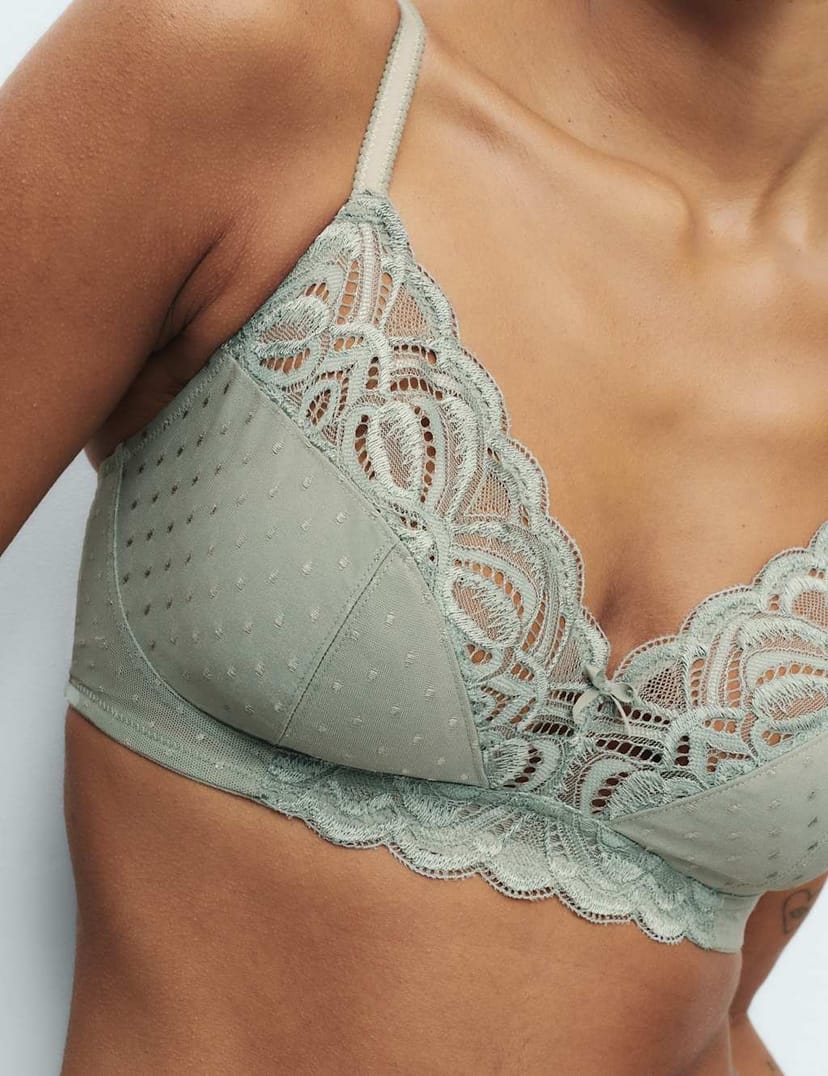 Marks & Spencer M&S Amelia Lace Non Wired Full Cup Bra (A-E) Soft Green - 1